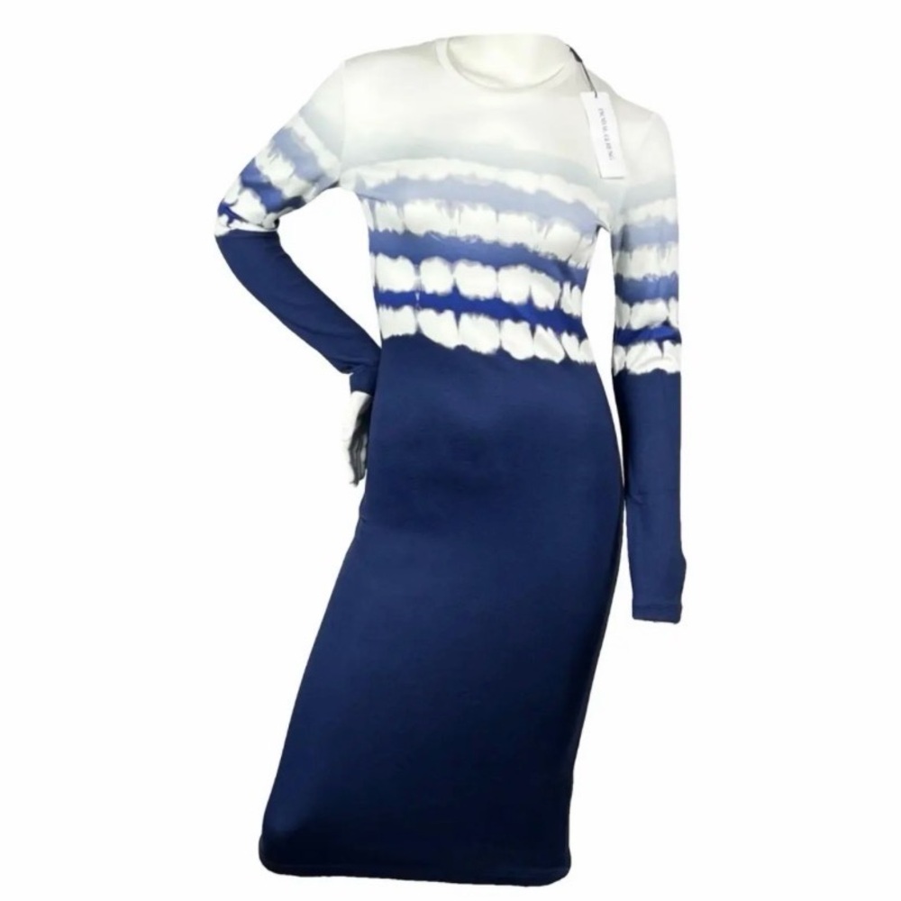 Prabal Gurung Blue and White tie dye pattern dress size M